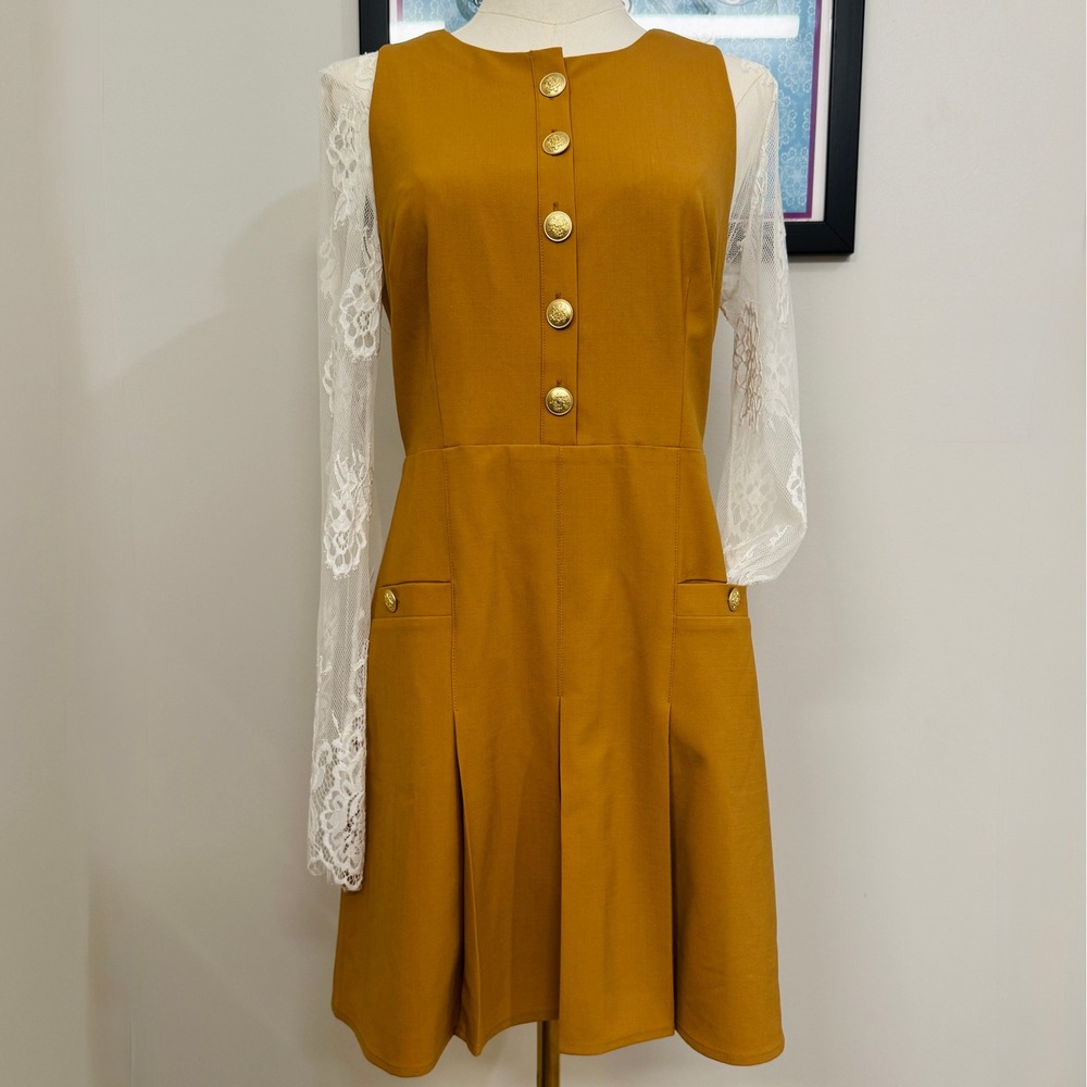 J.Crew Italian Stretch Wool Tollegno 1900 Pleated‎ Mini Dress Camel Size 4 NWT